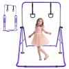 Expandable Gymnastics Bar for Kids - Height Adjustable Junior Training Bar for Home, Folding Gymnastic Horizontal Bars Equipment Purple
