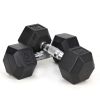 20LB×2piece HDRS Rubber Coated Solid Cast Iron Dumbbell with Contoured Chrome Handle, Hexagon Head
