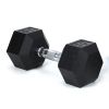 30LB×1piece HDRS Rubber Coated Solid Cast Iron Dumbbell with Contoured Chrome Handle, Hexagon Head