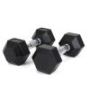 15LB×2piece HDRS Rubber Coated Solid Cast Iron Dumbbell with Contoured Chrome Handle, Hexagon Head