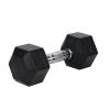 20LB×1piece HDRS Rubber Coated Solid Cast Iron Dumbbell with Contoured Chrome Handle, Hexagon Head