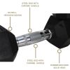 15LB×1piece HDRS Rubber Coated Solid Cast Iron Dumbbell with Contoured Chrome Handle, Hexagon Head