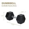30LB×1piece HDRS Rubber Coated Solid Cast Iron Dumbbell with Contoured Chrome Handle, Hexagon Head