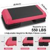 The Red Aerobic Step Platform with 4 Risers Adjustable, Health Club Size Steppers for Exercise with risers for adjustable Home Workout