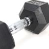 25LB×2piece HDRS Rubber Coated Solid Cast Iron Dumbbell with Contoured Chrome Handle, Hexagon Head