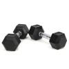 15LB×2piece HDRS Rubber Coated Solid Cast Iron Dumbbell with Contoured Chrome Handle, Hexagon Head