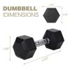 20LB×1piece HDRS Rubber Coated Solid Cast Iron Dumbbell with Contoured Chrome Handle, Hexagon Head
