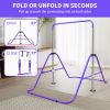Expandable Gymnastics Bar for Kids - Height Adjustable Junior Training Bar for Home, Folding Gymnastic Horizontal Bars Equipment Purple