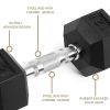 35LB×1piece HDRS Rubber Coated Solid Cast Iron Dumbbell with Contoured Chrome Handle, Hexagon Head