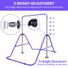 Expandable Gymnastics Bar for Kids - Height Adjustable Junior Training Bar for Home, Folding Gymnastic Horizontal Bars Equipment Purple