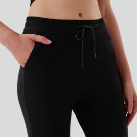 Pull Rope Pocket Flared Pants (Option: black-S)