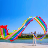 19.6ft Washable Silk-like Dragon Poi for Kids & Adults, 6 meters of Outdoor Flinging Fitness Dance with 3D Rainbow Color Dragon Ribbon Streamer Set