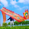 19.6ft Washable Silk-like Dragon Poi for Kids & Adults, 6 meters of Outdoor Flinging Fitness Dance with 3D Rainbow Color Dragon Ribbon Streamer Set
